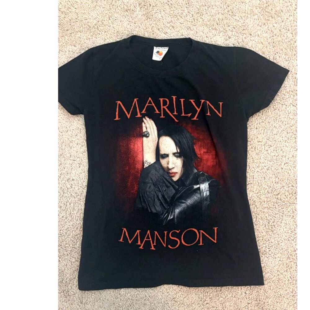 Vintage 90s Marilyn Manson Band T Shirt Black Size M (Fits Small)
